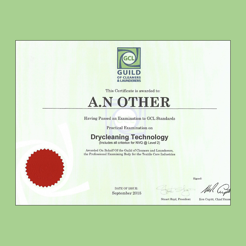 Practical Dry Cleaning certificate